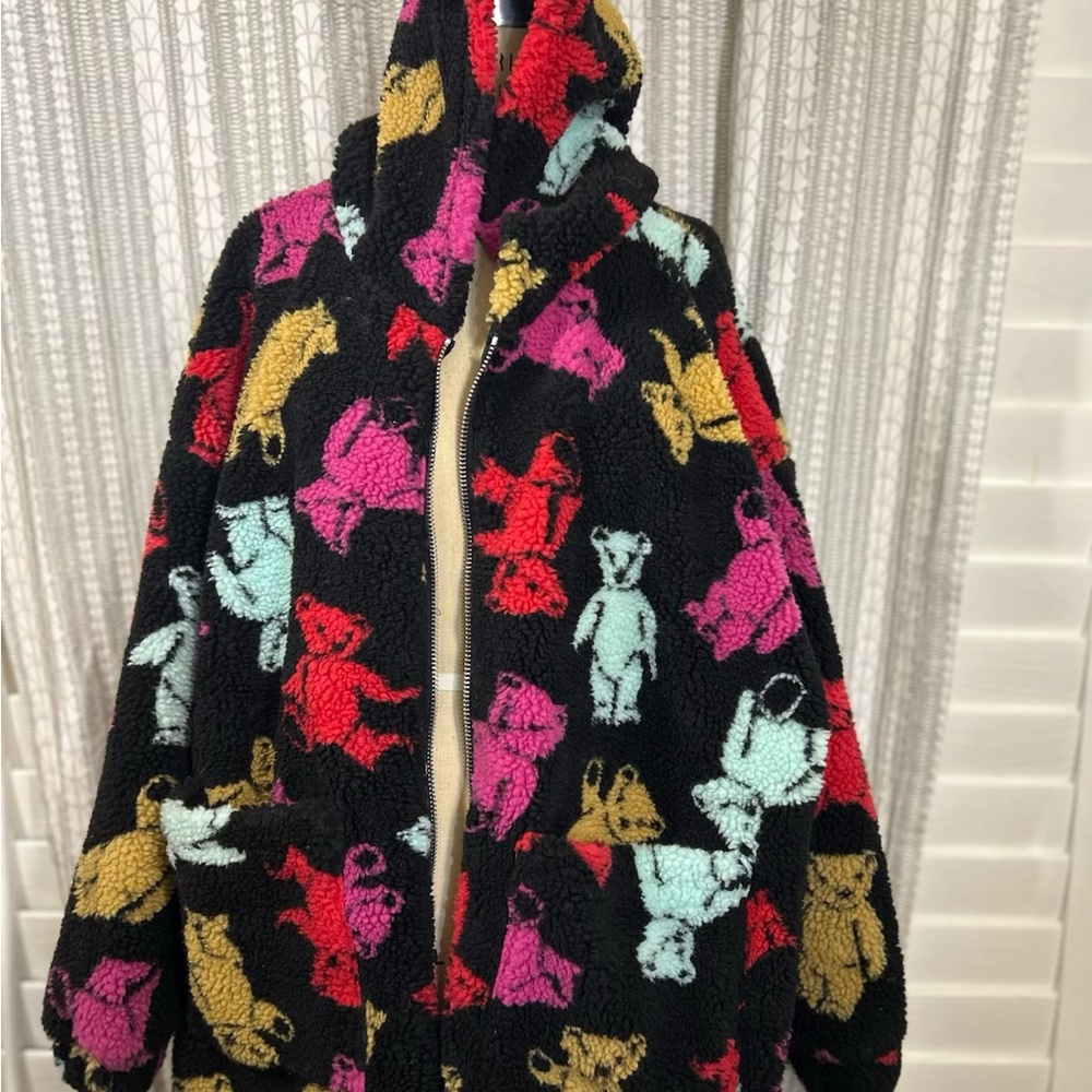 Delias Women's Multicolor Teddy Bear Jacket - Picture 2 of 7